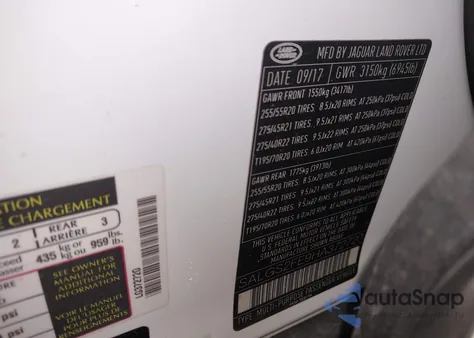 2017 Land Rover Range Rover 5.0L V8 Supercharged из США, поврежденный, VIN SALGS2FE9HA372720